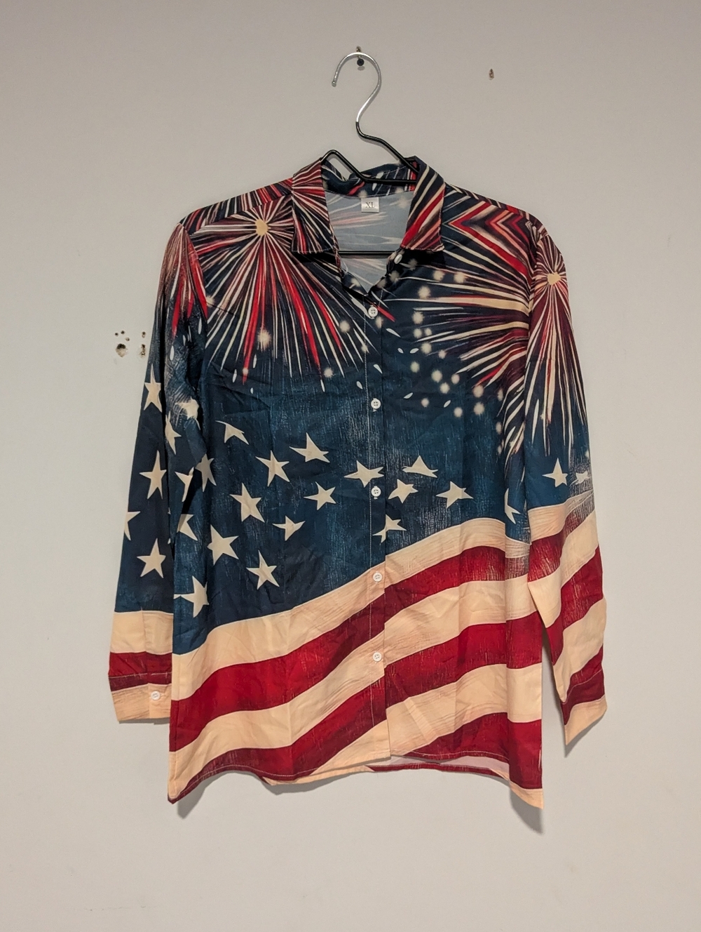 USA Patriotic Womens Long Sleeve Shirt Size XL